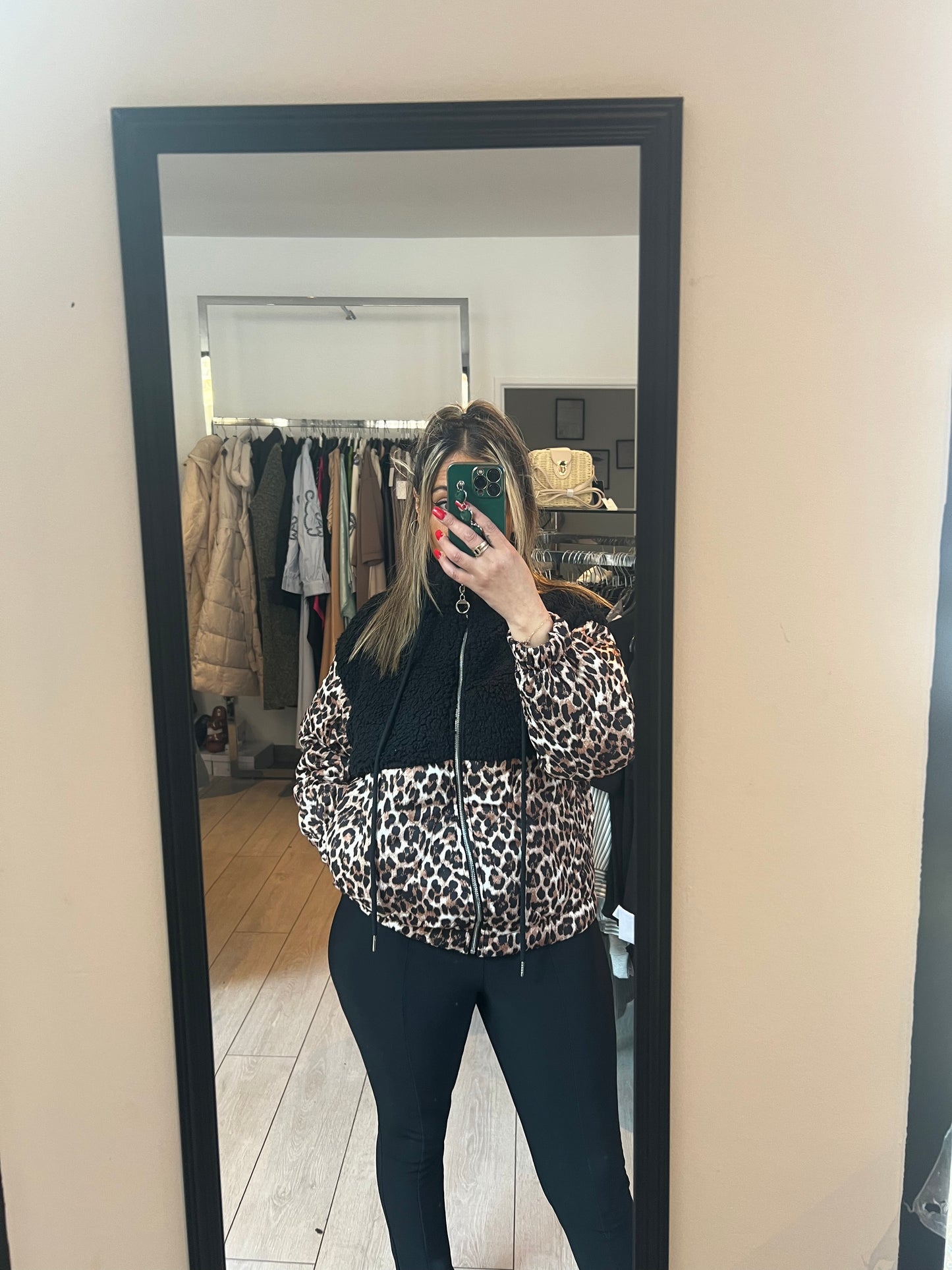 Blouson teddy leopard