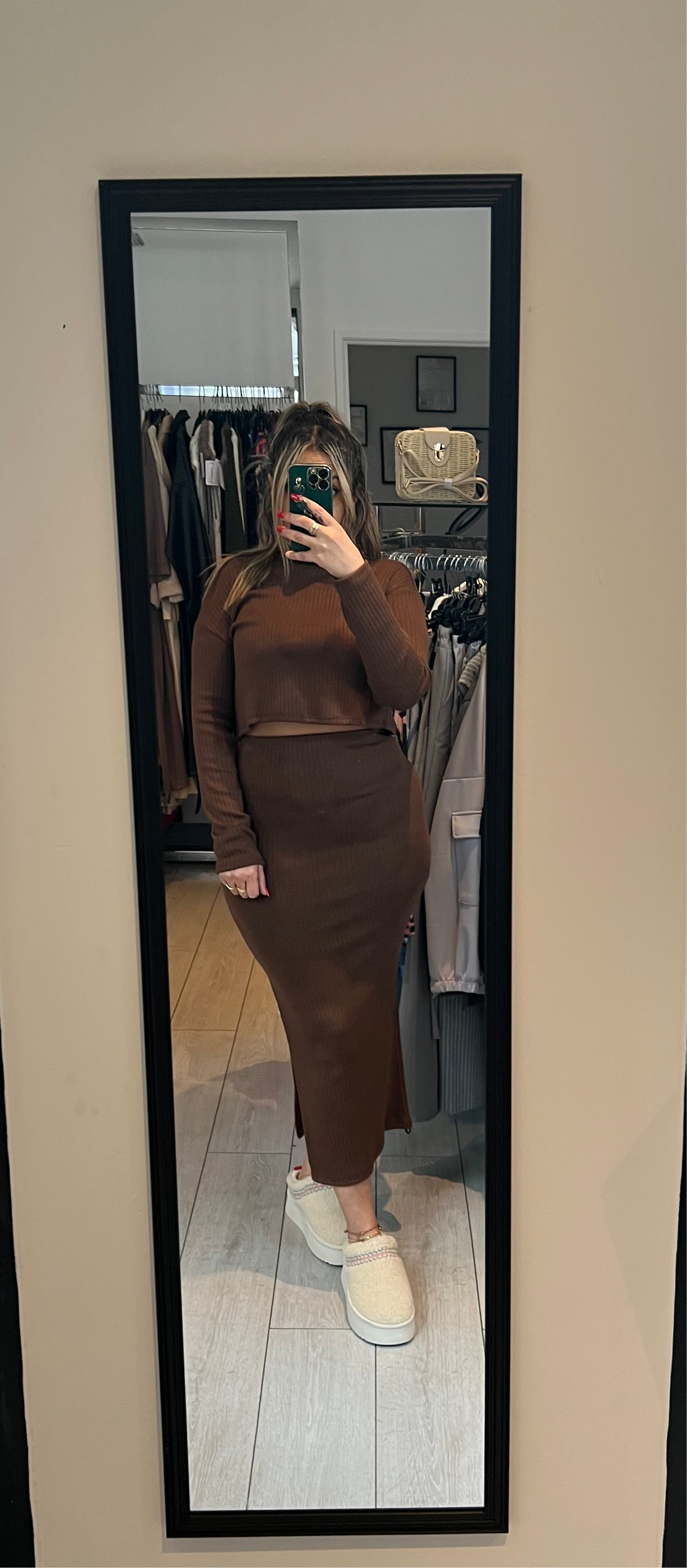 Ensemble pull jupe chocolat