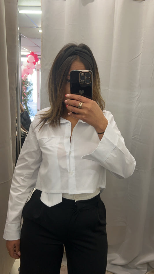 Chemise courte over size blanche